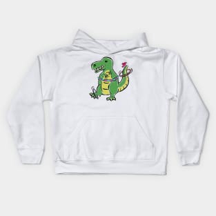 hula hoop Tyrannosaurus Dinosaur Dino Cartoon Cute Character Kids Hoodie